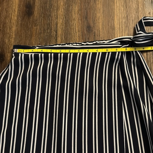 Lulus Start Anew Blue and White Striped Wrap Midi Skirt Small - Picture 4 of 12
